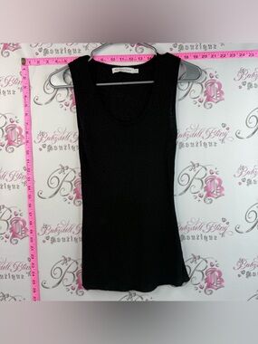 Melanie Lyne tank top black stretchy Ribbed Scoop Neck Tank Top Black